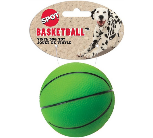 Canine's World Dog Ball Toys Spot Pet Vinyl Basketball Squeaky Dog Chew Toy, Color Varies, 3-in Spot