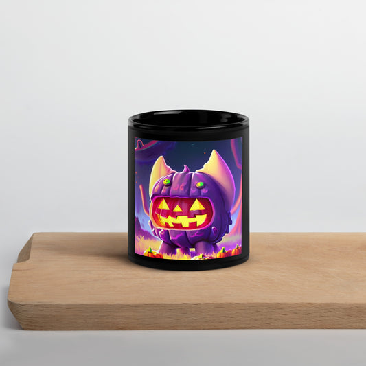 Black Glossy Mug Bat Pumpkin