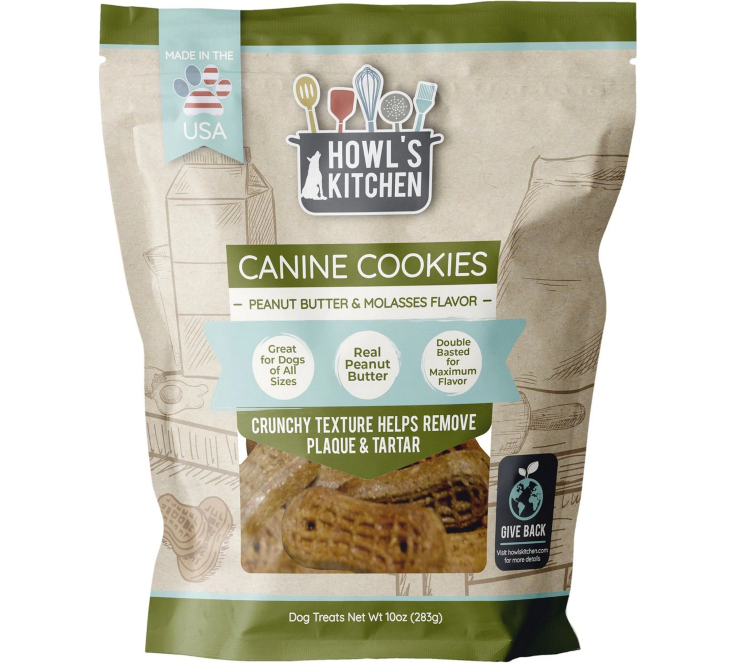 Howl's Kitchen Canine Cookies Peanut Butter & Molasses Flavor Dog Treats,