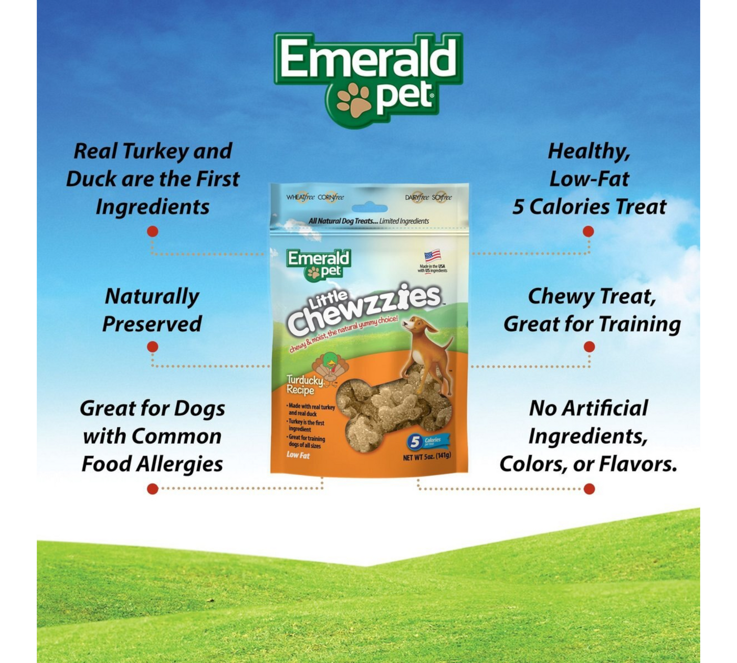 Emerald Pet Little Chewzzies Soft Training Treats Turducky Recipe,