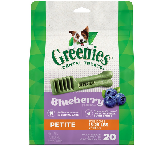 Greenies Bursting Blueberry Petite Dental Dog Treats, 20 count