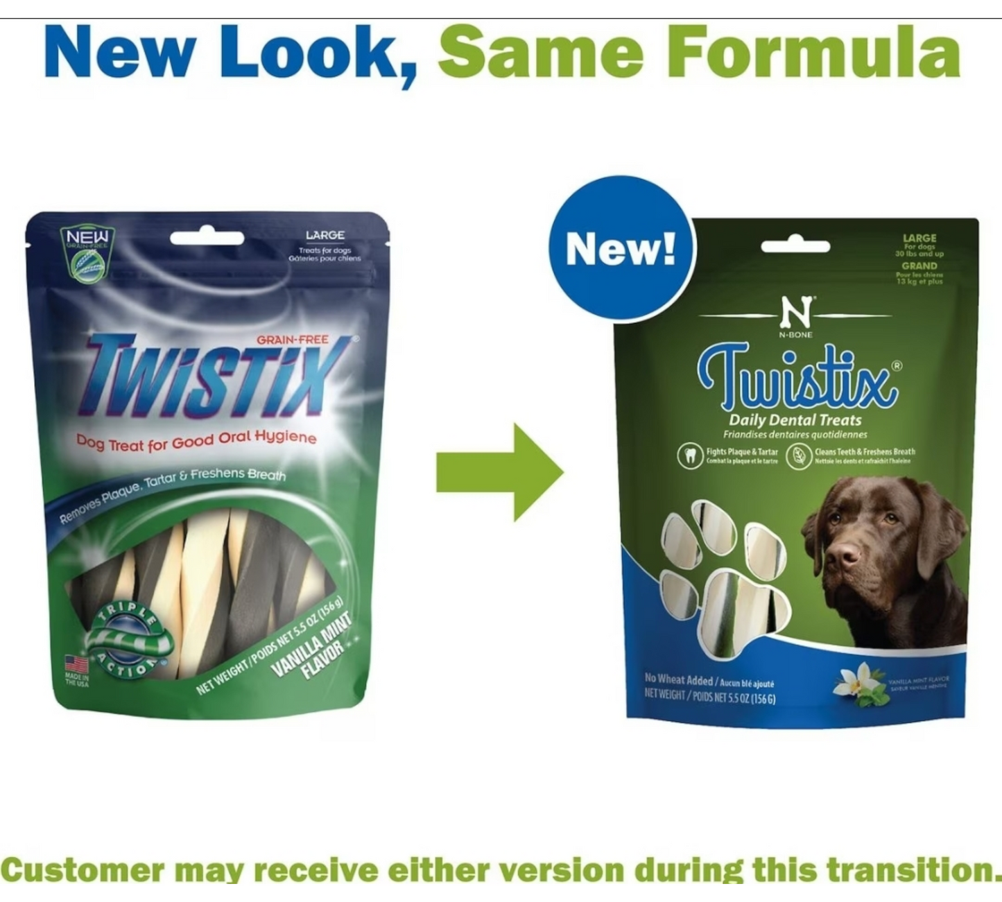 Twistix Wheat Free Dental Dog Treats - Vanilla Mint Flavor,