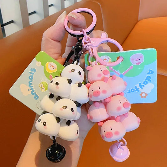 Cute Cartoon Animal Keychain: Panda, Chick, Pig