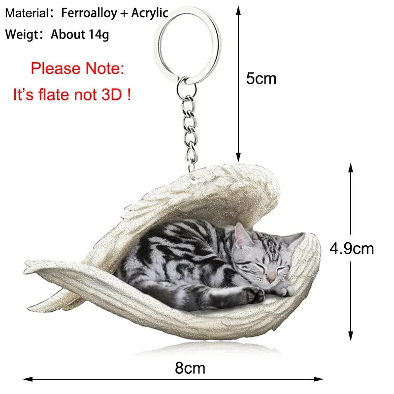 Cat Angel Keychain: Pet Jewelry Gift