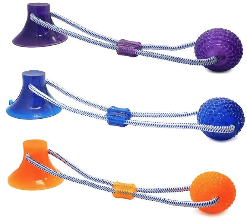 Canine's World Dog Rope Toys Spot Press and Pull Interactive Dog Toy Assorted Colors Spot