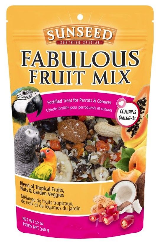 Canine's World Parrot Treats Sunseed Fabulous Fruit Mix Fortified Treat for Parrots and Conures Sunseed
