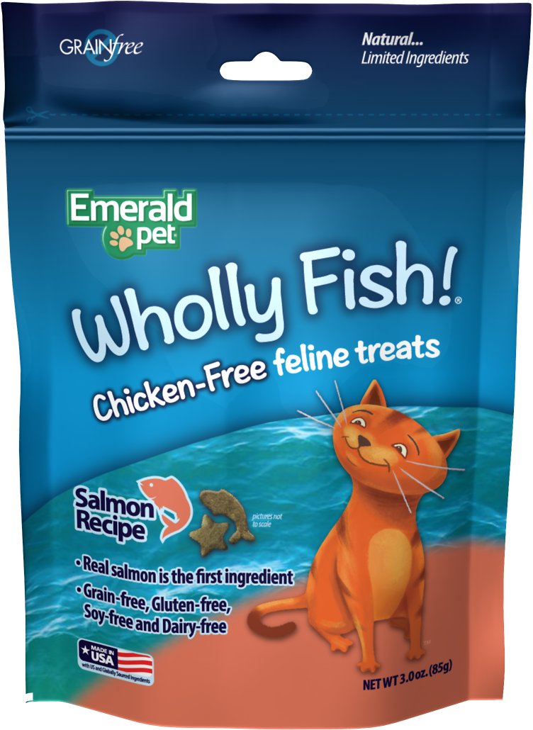Canine's World Cat Treats Emerald Pet Wholly Fish! Salmon Recipe Cat Treats, 3-oz bag Emerald Pet