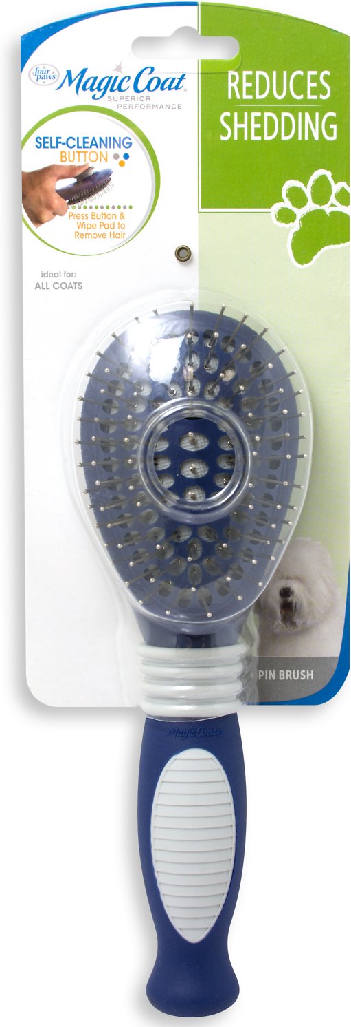 Canine's World Dog Brushes & Combs Magic Coat Self-Cleaning Pin Brush Four Paws