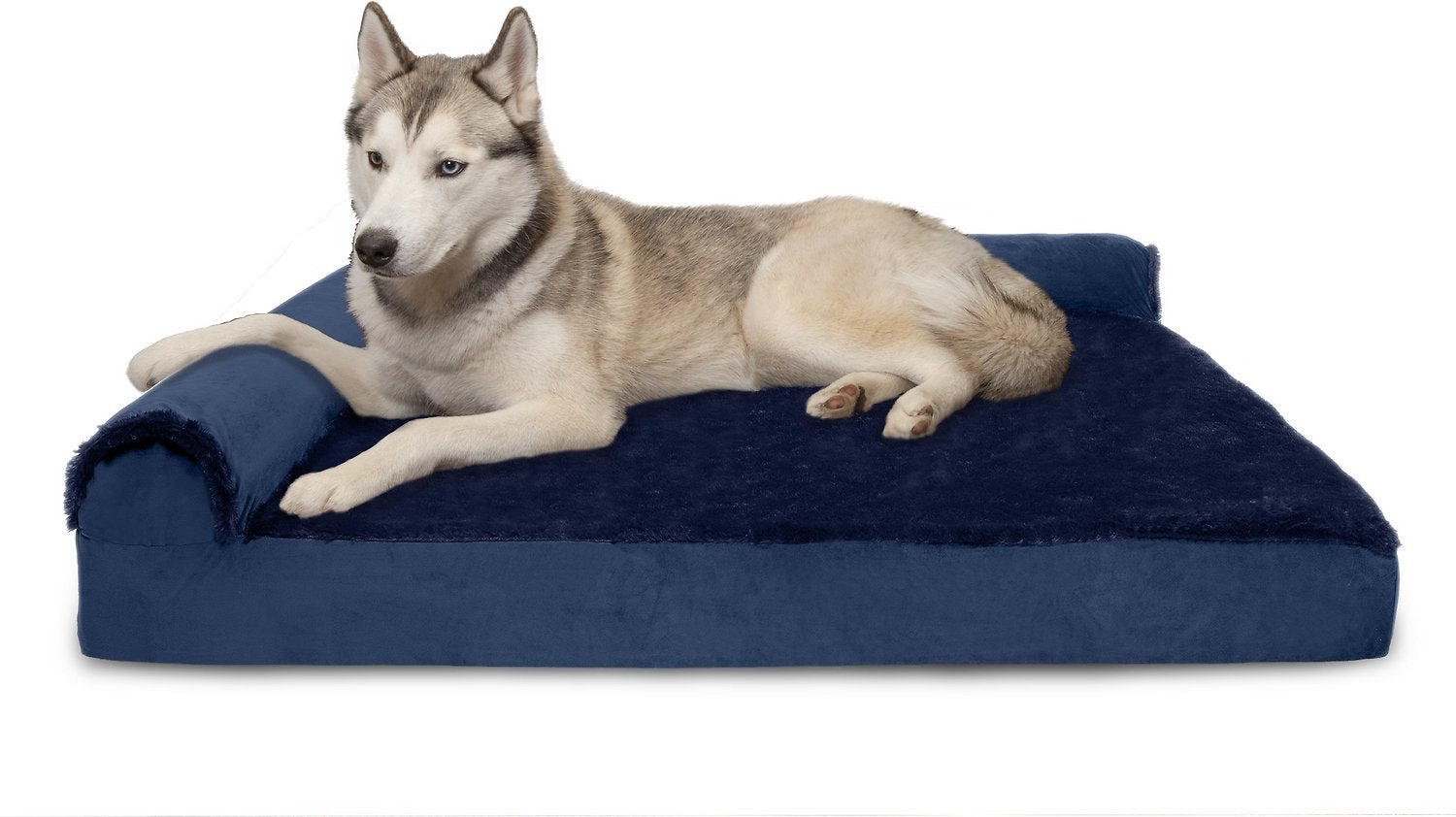 Canine's World Orthopedic Dog Beds FurHaven Plush & Velvet Deluxe Chaise Lounge Memory Top Sofa Pet Bed, FurHaven