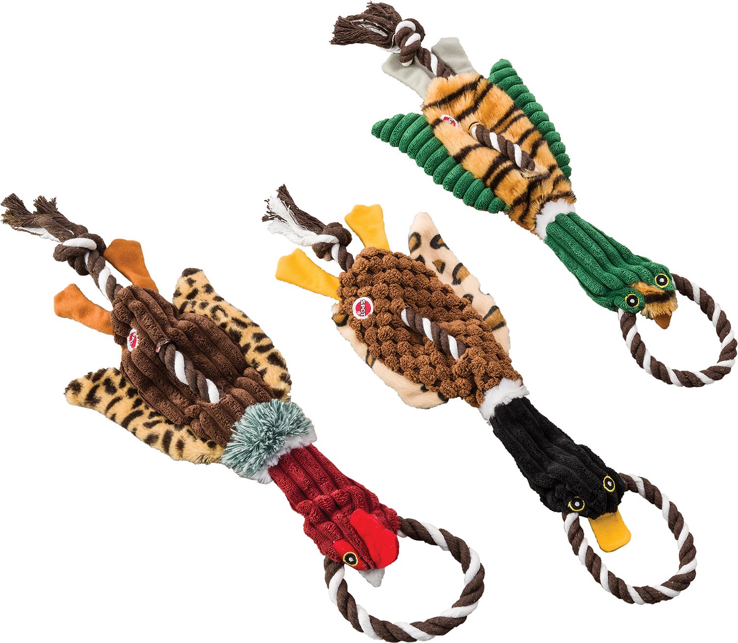 Canine's World Dog Rope & Tug Toys Ethical Pet Skinneeez Tugs Ducks Stuffing-Free Squeaky Plush Dog Toy, Color Varies Spot