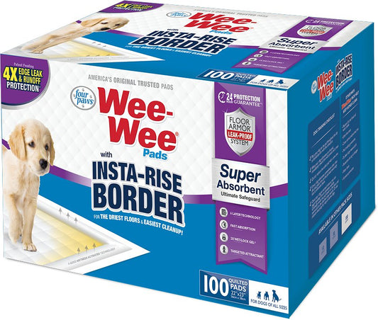 Canine's World Dog Pee Pads Four Paws Wee Wee Insta Rise Border Quilted Pads Four Paws