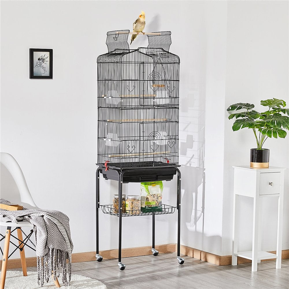 Canine's World Parrot Cages Yaheetech 64-in Rolling Large Bird Cage, Black Yaheetech