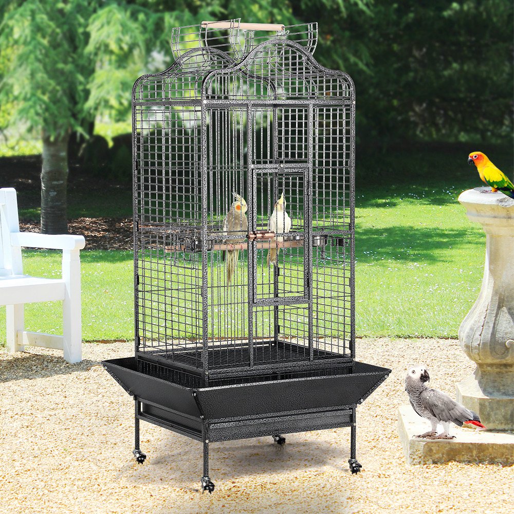 Canine's World Parrot Cages Yaheetech 63-in Parrot Cage & Open Playtop, Hammered Black Yaheetech