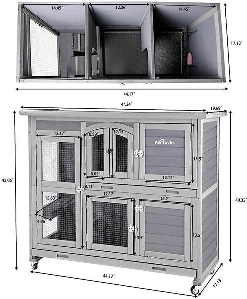 Canine's World Aivituvin 42.1-in Two Story Indoor & Outdoor Rabbit Hutch Canine's World