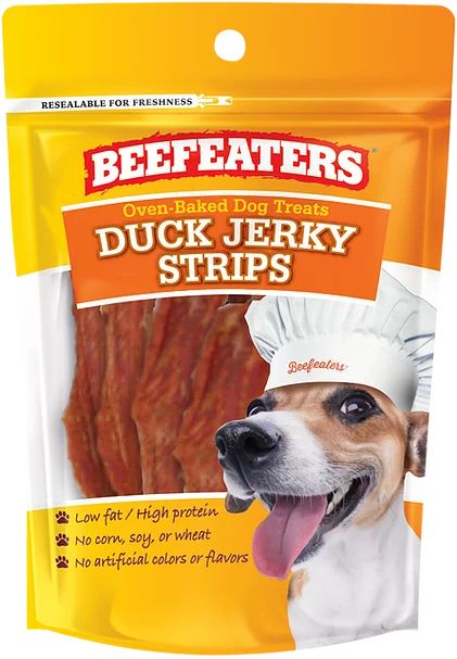 Canine's World Jerky Dog Treats Beefeaters Oven Baked Duck Jerky Strips for Dogs Beefeaters