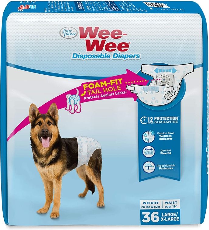 Canine's World Dog Diapers & Wraps Four Paws Wee Wee Disposable Diapers Large Four Paws