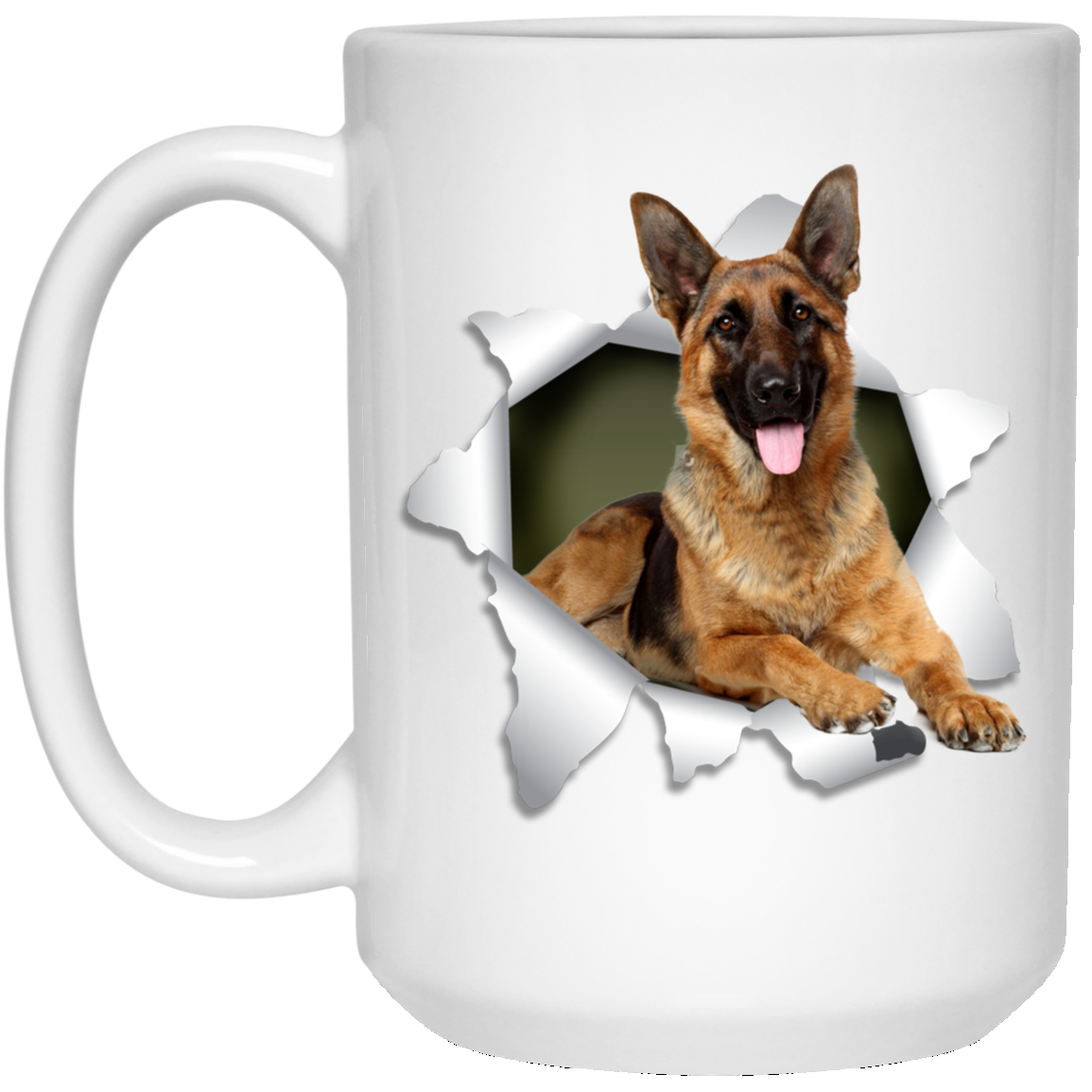 Canine's World Drinkware GERMAN SHEPARD 3D 15 oz. White Mug Ultimate Shield