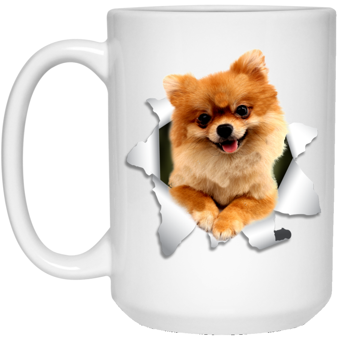 Canine's World Drinkware POMERANIAN 3D 15 oz. White Mug Ultimate Shield
