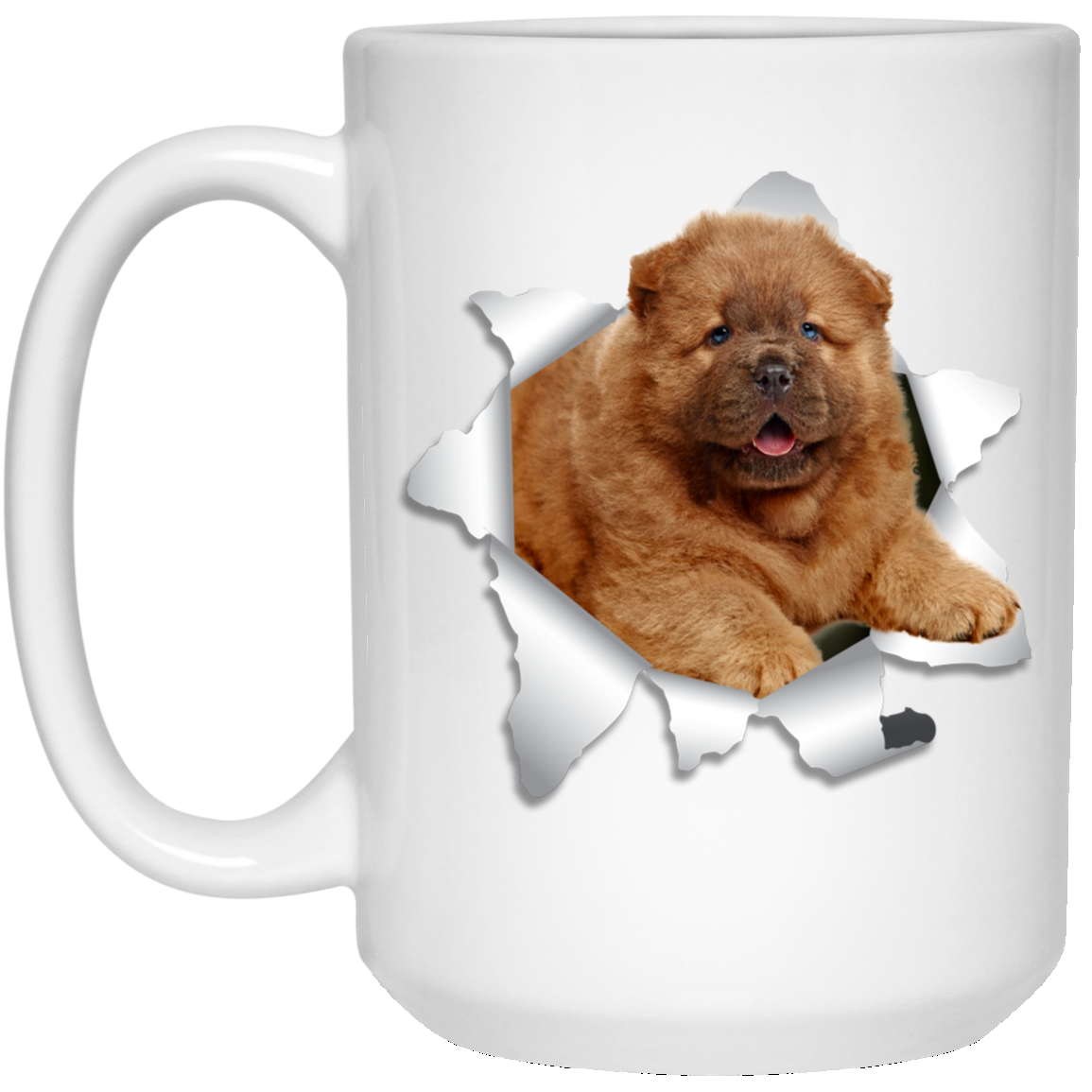 Canine's World Drinkware CHOW CHOW 3D 15 oz. White Mug Ultimate Shield
