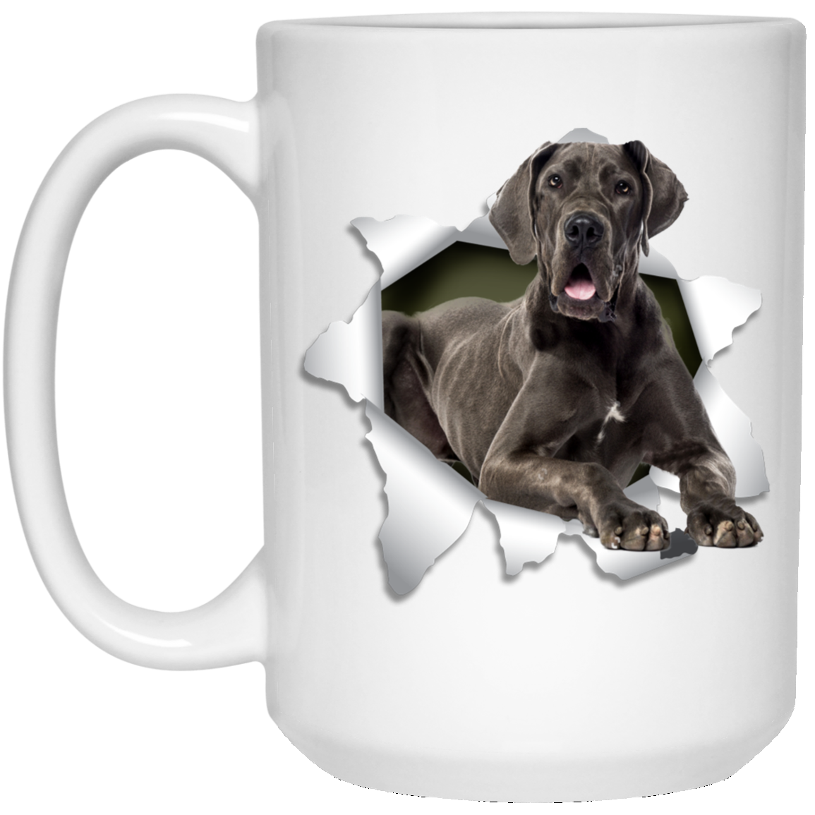 Canine's World Drinkware GREAT DANE 3D 15 oz. White Mug Ultimate Shield