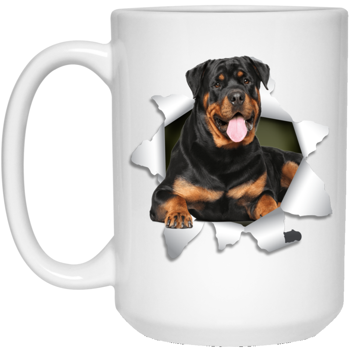 Canine's World Drinkware ROTTWEILER 3D 15 oz. White Mug Ultimate Shield