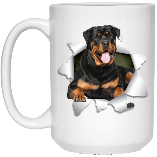 Canine's World Drinkware ROTTWEILER 3D 15 oz. White Mug Ultimate Shield