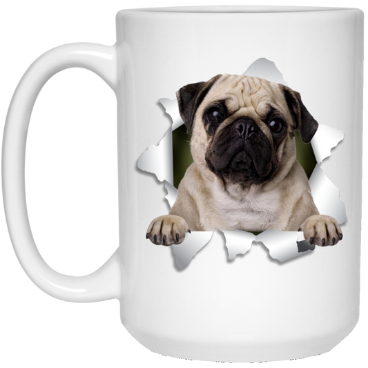 Canine's World Drinkware PUG 3D 15 oz. White Mug Ultimate Shield