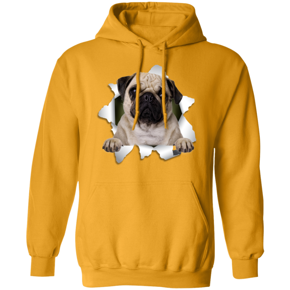 Canine's World Sweatshirts PUG 3D Pullover Hoodie 8 oz. Ultimate Shield