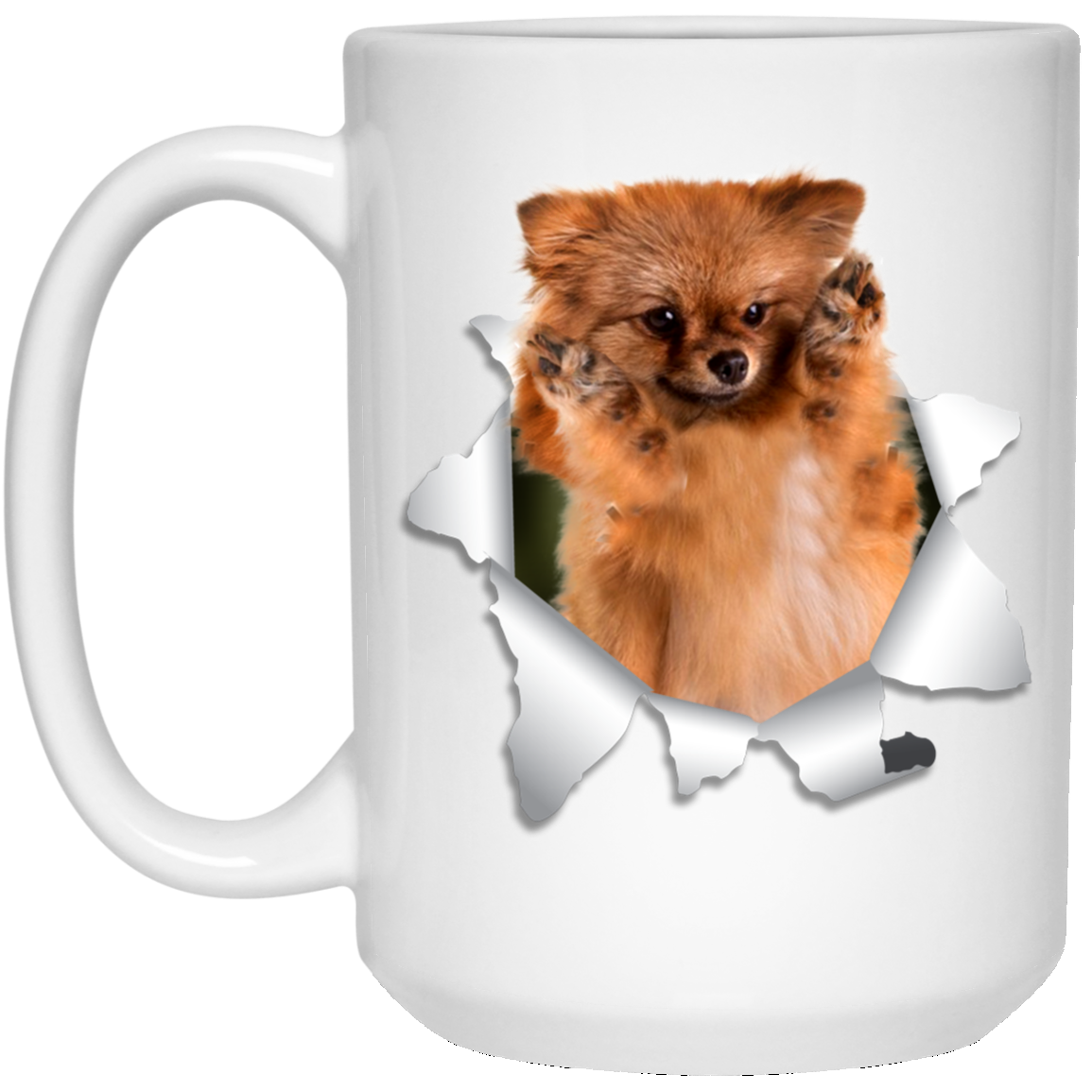Canine's World Drinkware GERMAN SPITZ KLEIN 3D 15 oz. White Mug Ultimate Shield