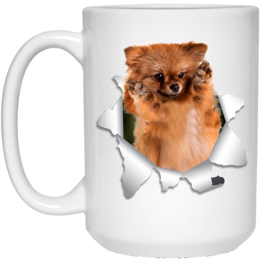 Canine's World Drinkware GERMAN SPITZ KLEIN 3D 15 oz. White Mug Ultimate Shield