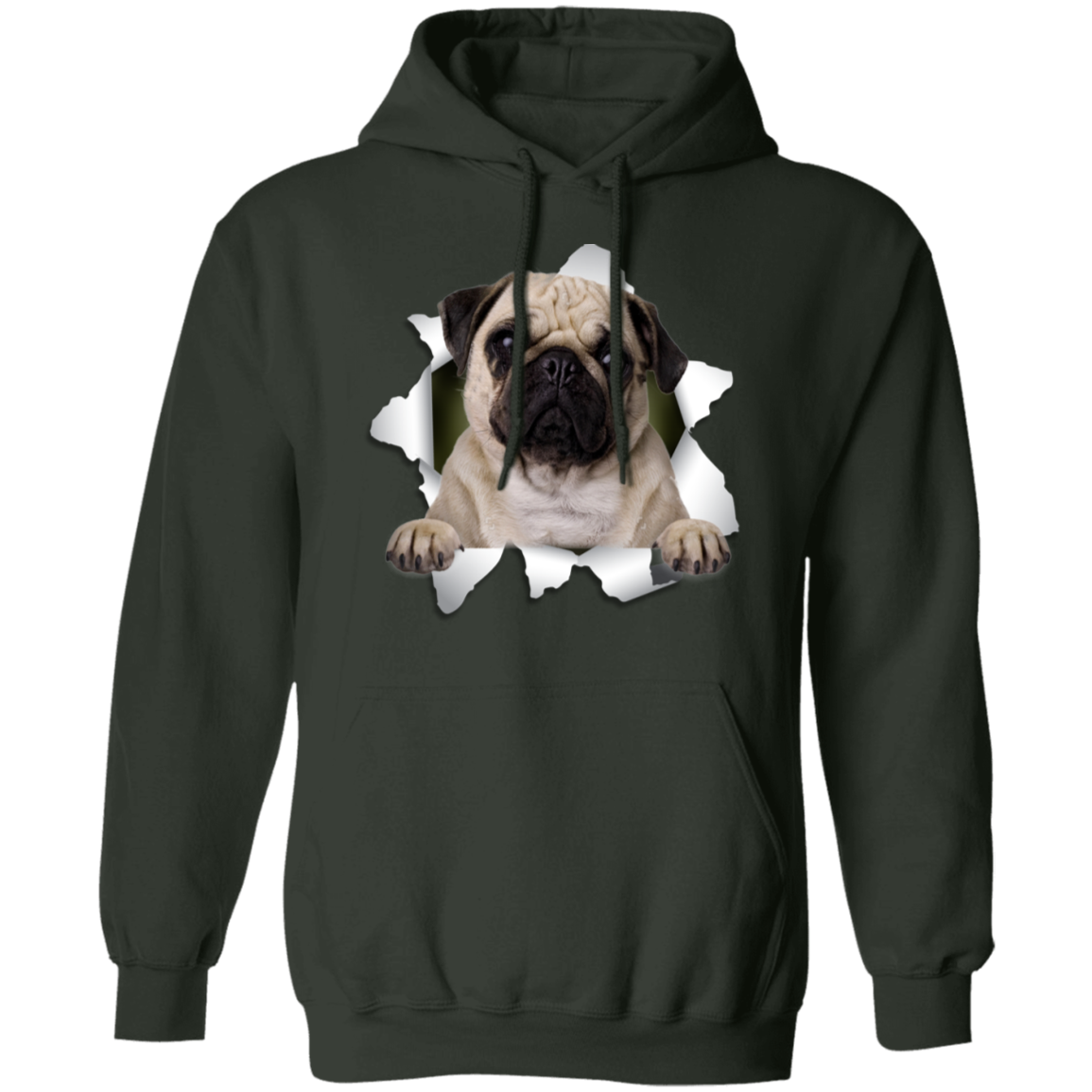 Canine's World Sweatshirts PUG 3D Pullover Hoodie 8 oz. Ultimate Shield