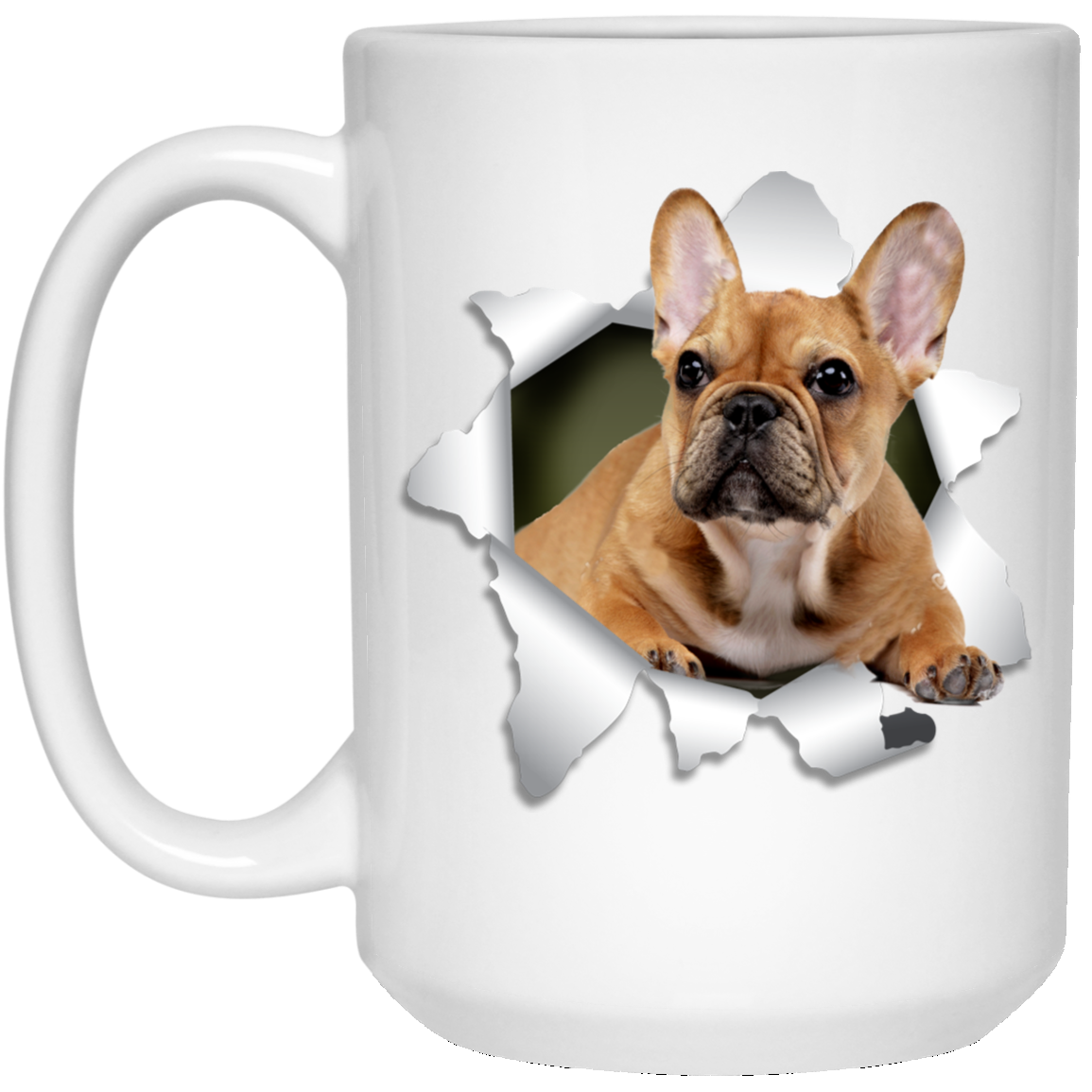 Canine's World Drinkware FRENCH BULLDOG 3D 15 oz. White Mug Ultimate Shield