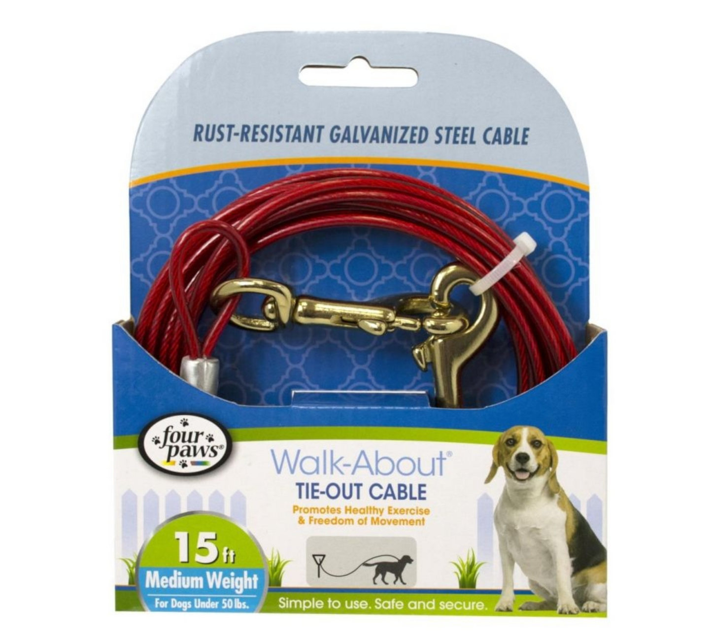 Canine's World Dog Tie Out Cables Four Paws Medium Weight Tie Out Cable Four Paws