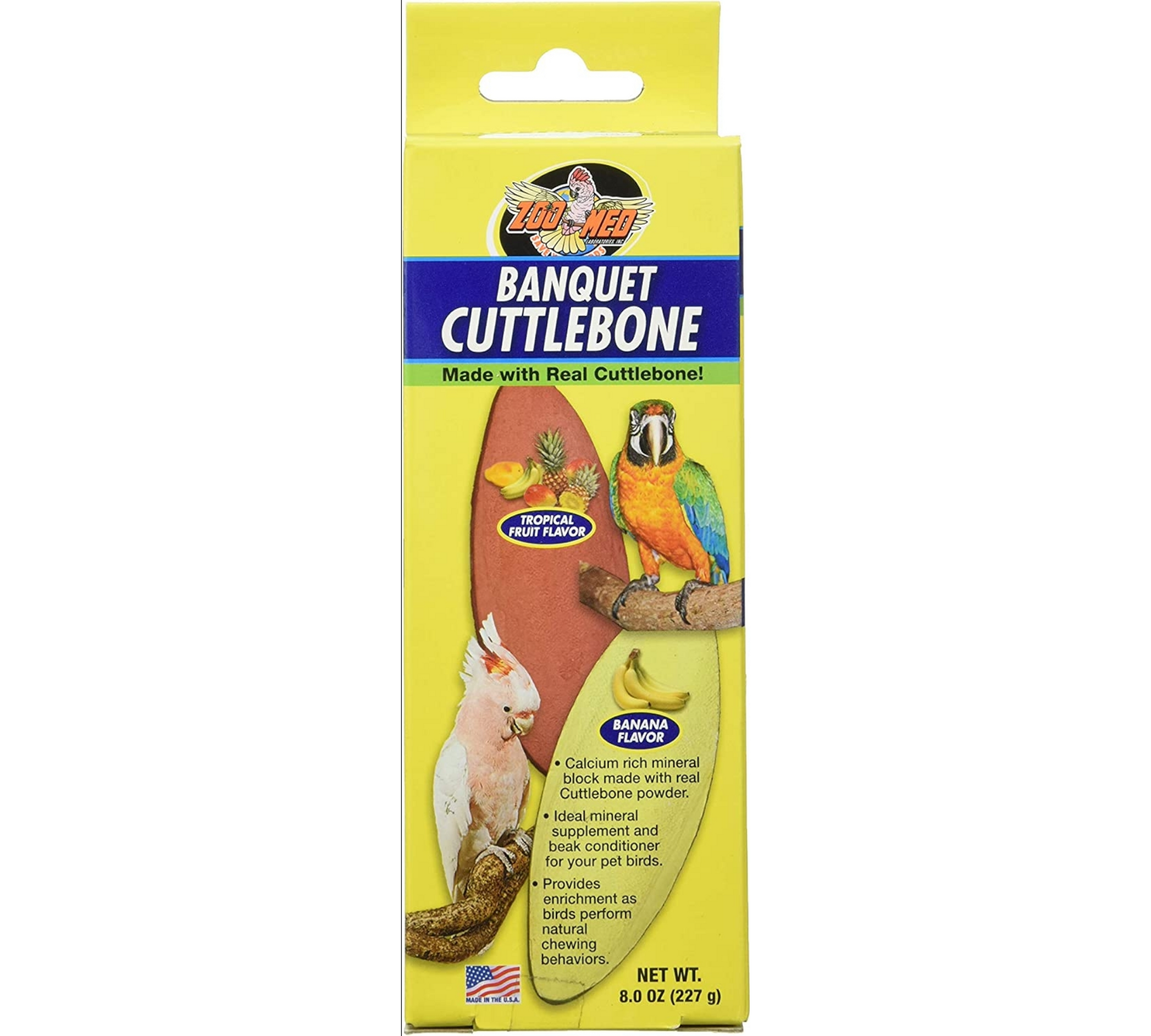 Canine's World Bird Cuttlebones Banquet Cuttlebone - Tropical Fruit & Banana Flavor, 2 Count Zoo Med