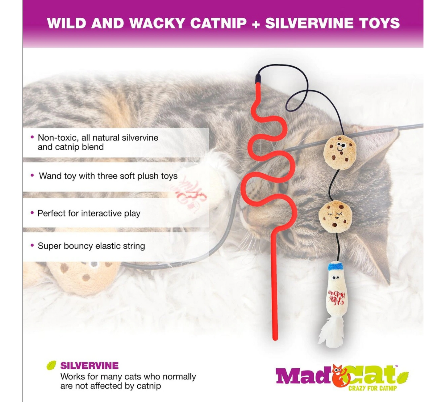 Canine's World Cat Teasers & Wand Toys Mad Cat Milk N' Cookies Wand Cat Toy Mad Cat