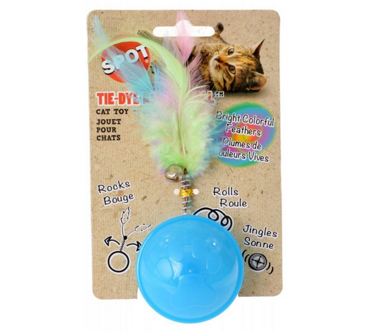 Canine's World Cat Balls & Chaser Toys Spot Tie Dye Roller Ball Cat Toy, Color Varies Spot