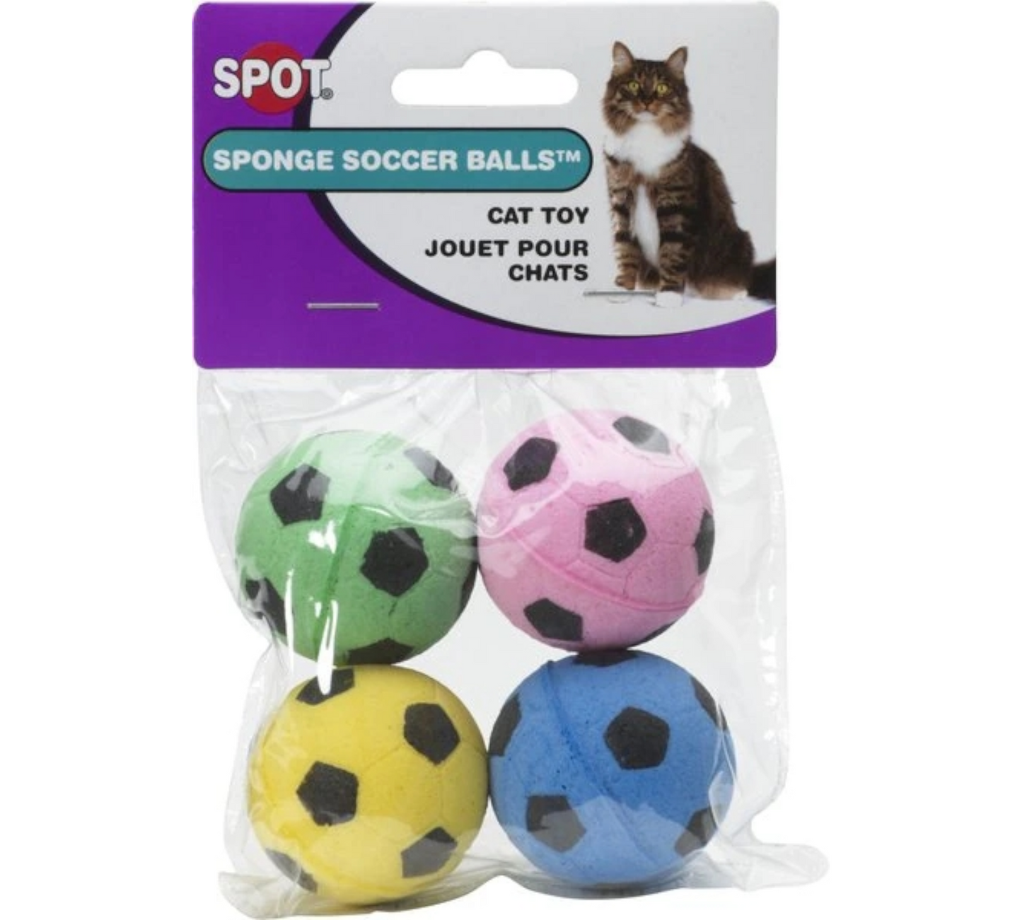 Canine's World Cat Toys Spot Pet Sponge Soccer Ball Cat Toy, 4-pack Spot