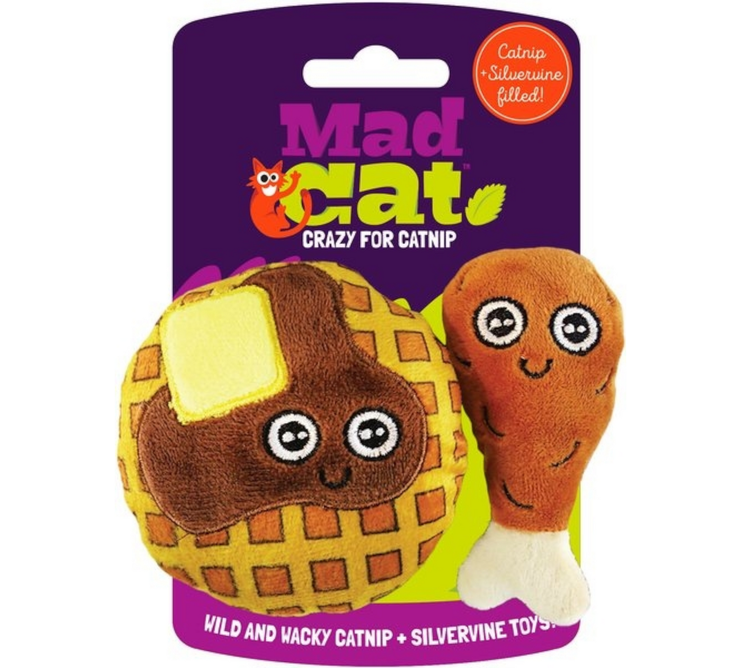 Canine's World Catnip Toys Mad Cat Chicken N' Waffles Catnip & Silvervine Cat Toy Mad Cat