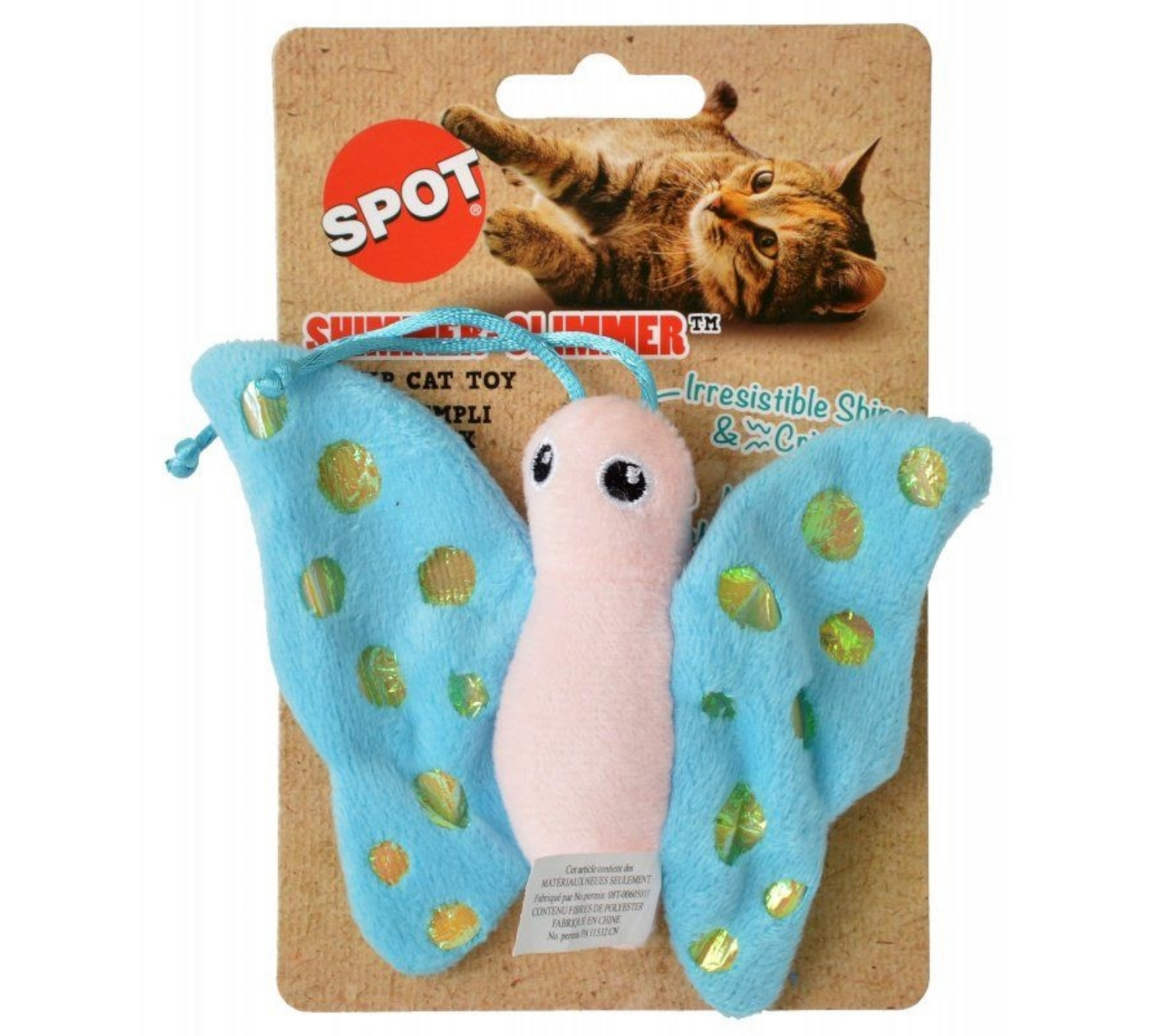 Canine's World Catnip Toys Spot Pet Shimmer Glimmer Butterfly & Catnip Cat Toy, Color Varies Spot