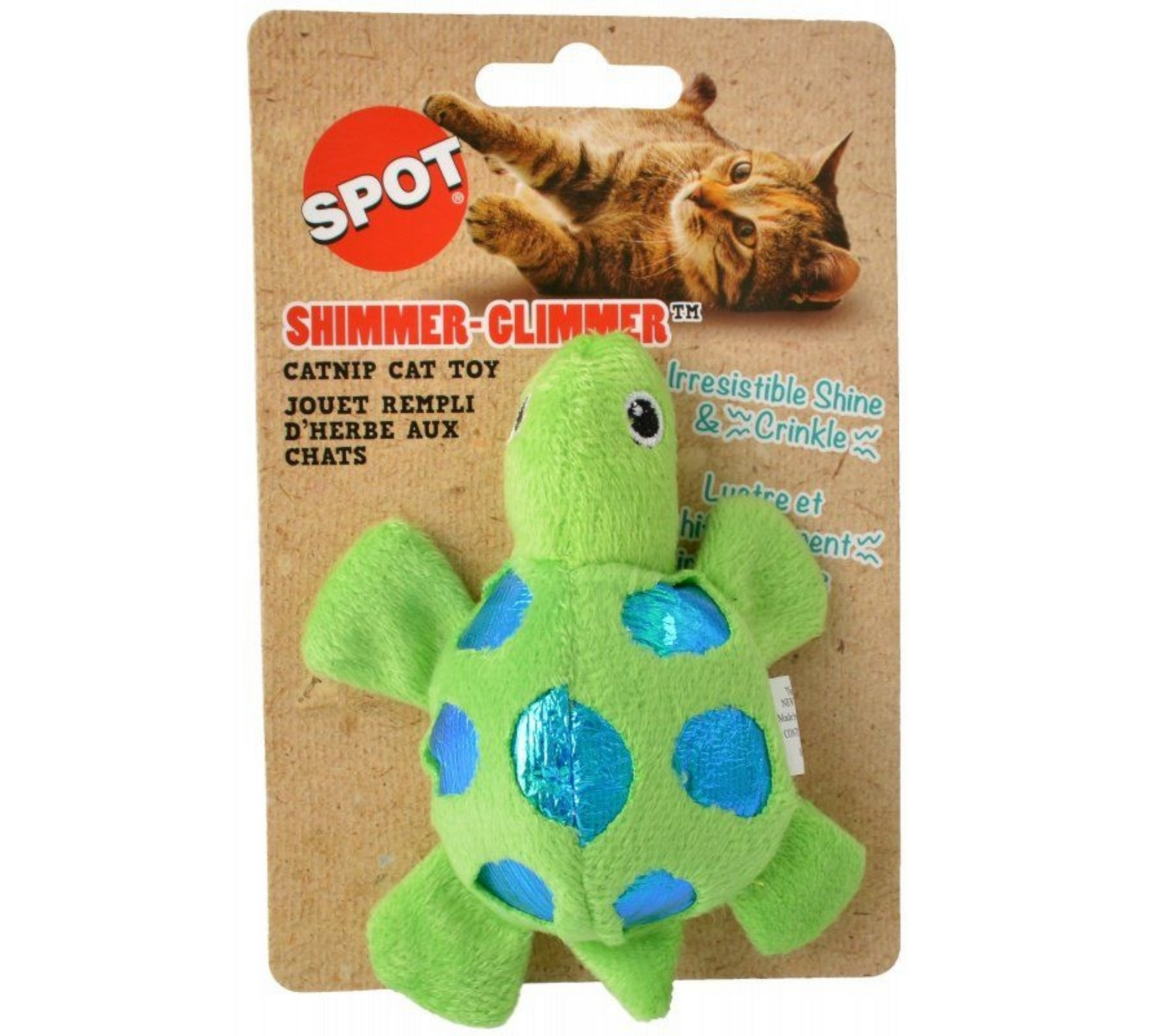 Canine's World Catnip Toys Spot Pet Shimmer Glimmer Turtle & Catnip Cat Toys, Color Varies Spot