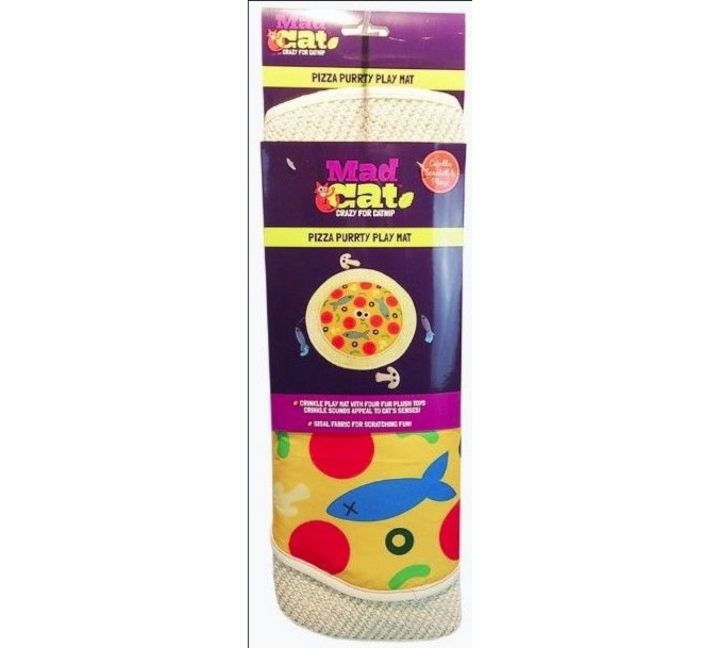 Canine's World Catnip Toys Mad Cat Pizza Purrty Play Mat for Cats Mad Cat
