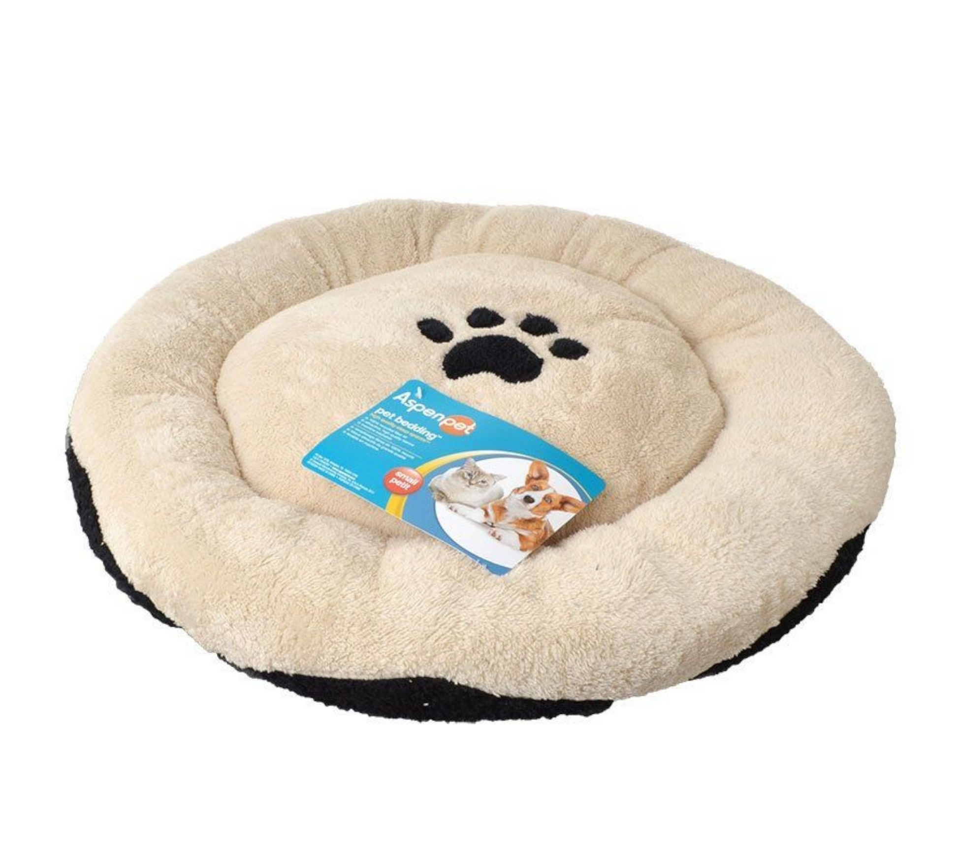 Canine's World Bolster Dog Beds Aspen Pet Round Pet Bed with Paw Applique Aspen Pet