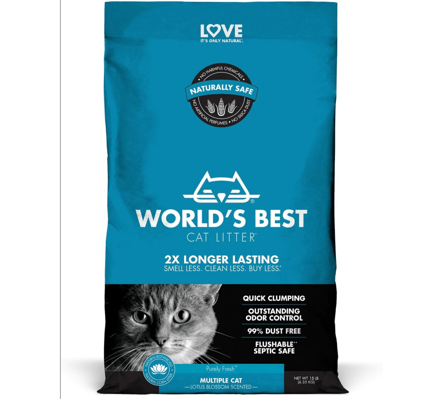 Canine's World Cat Litter World's Best Multiple Cat Lotus Blossom Scented Clumping Corn Cat Litter World's Best