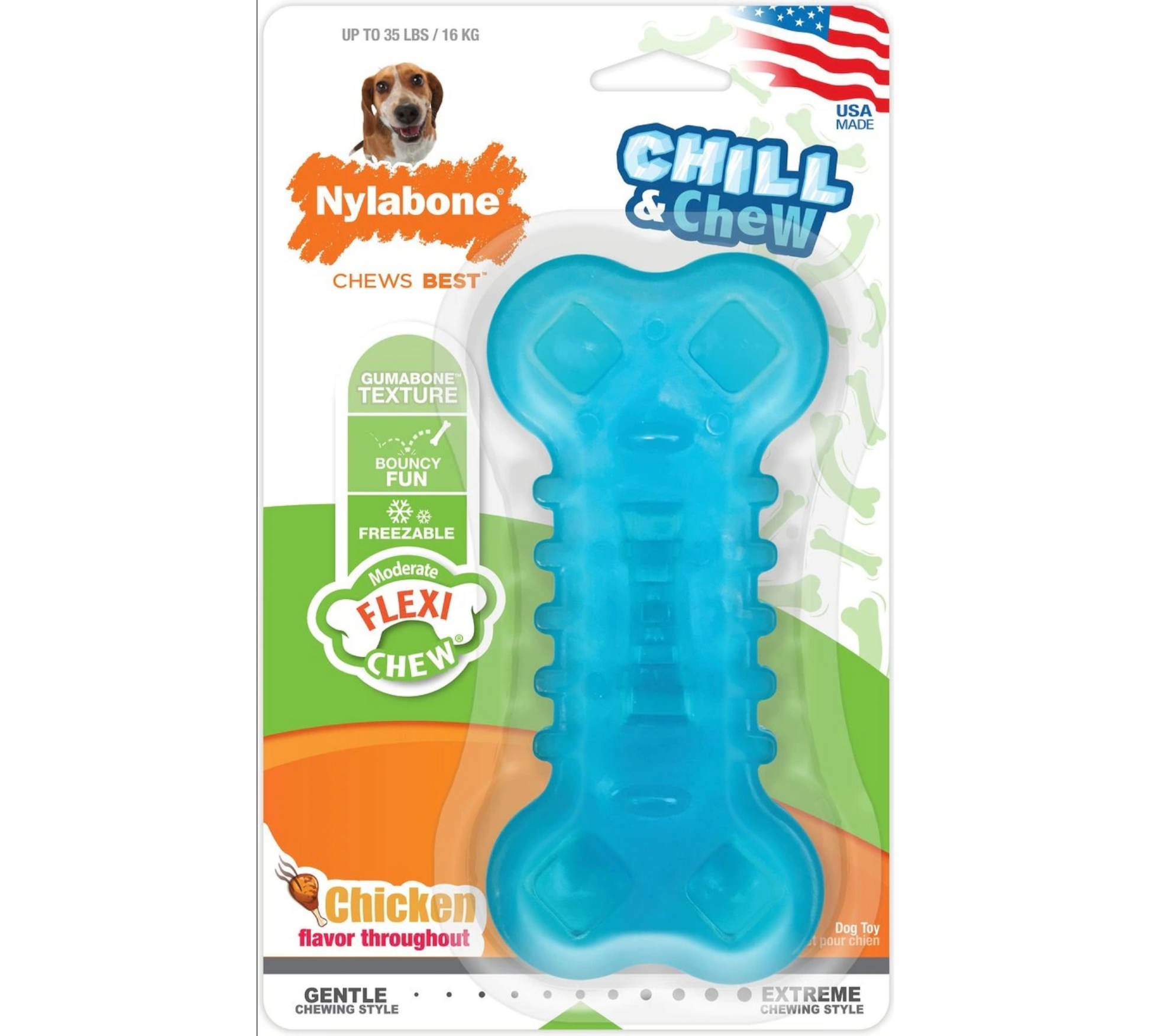 Canine's World Dog Chew Toys Nylabone Chill & Chew Freezer Chicken Flavored Dog Chew Toy Nylabone