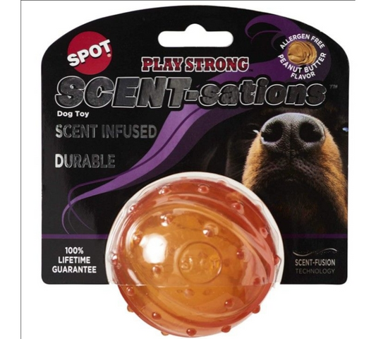 Canine's World Dog Ball Toys Spot Scent-Sation Peanut Butter Scented Ball Spot