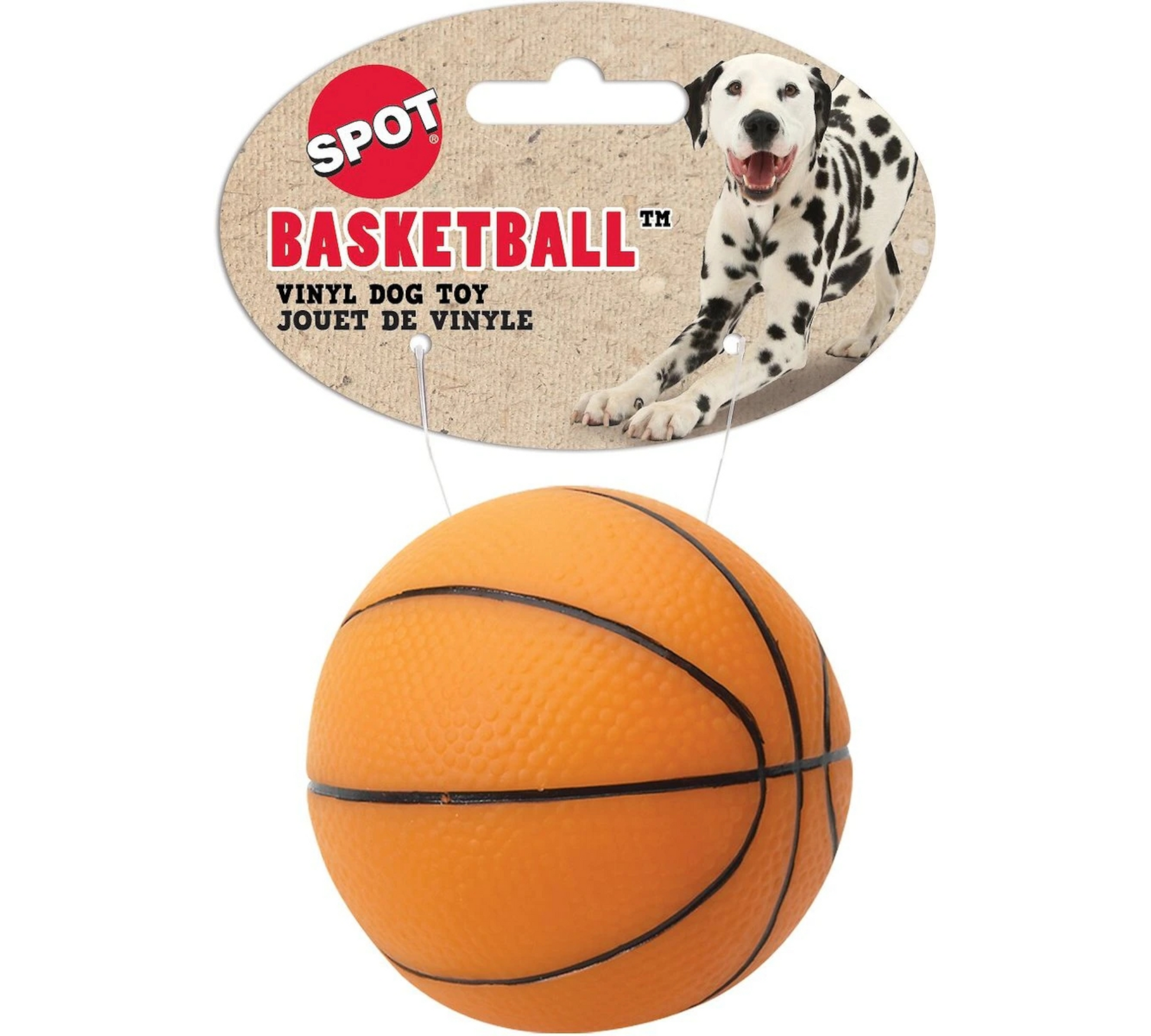 Canine's World Dog Ball Toys Spot Pet Vinyl Basketball Squeaky Dog Chew Toy, Color Varies, 3-in Spot