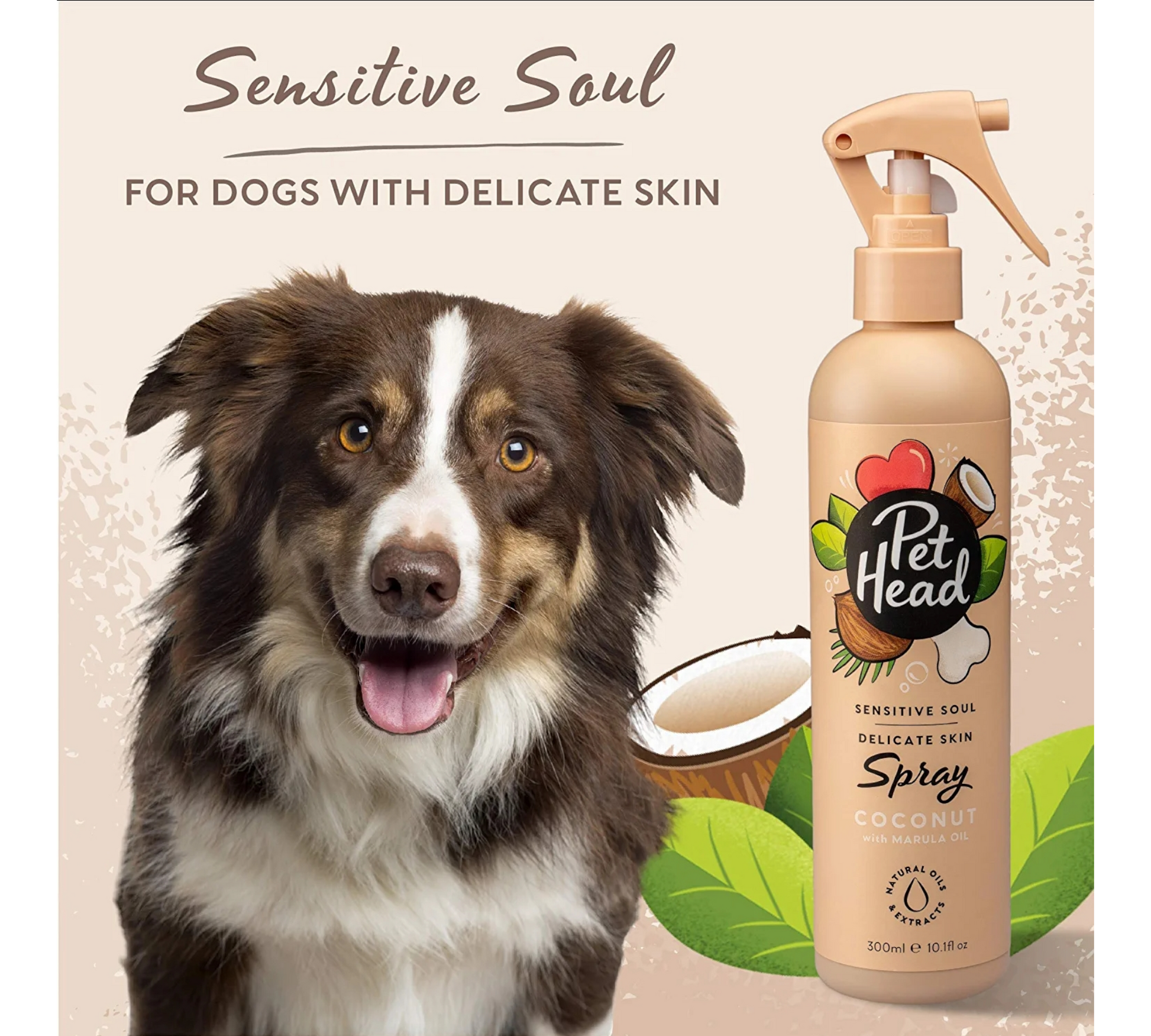 Canine's World Dog Cologne Pet Head Sensitive Soul Spray for Dogs Coconut with Marula Oil Pet Head