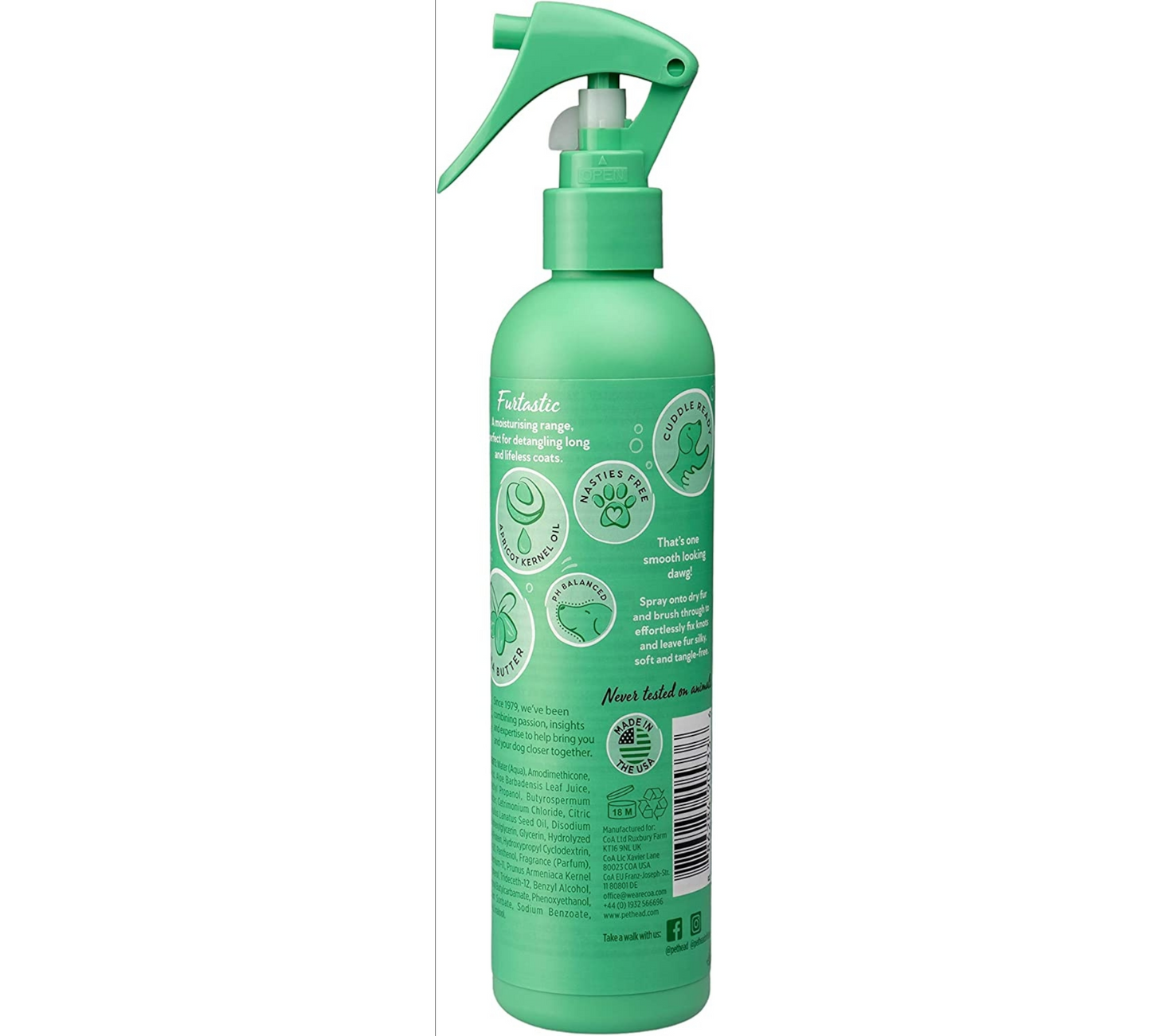 Canine's World Dog Cologne Pet Head Furtastic Knot Detangler Spray for Dogs Watermelon with Shea Butter Pet Head