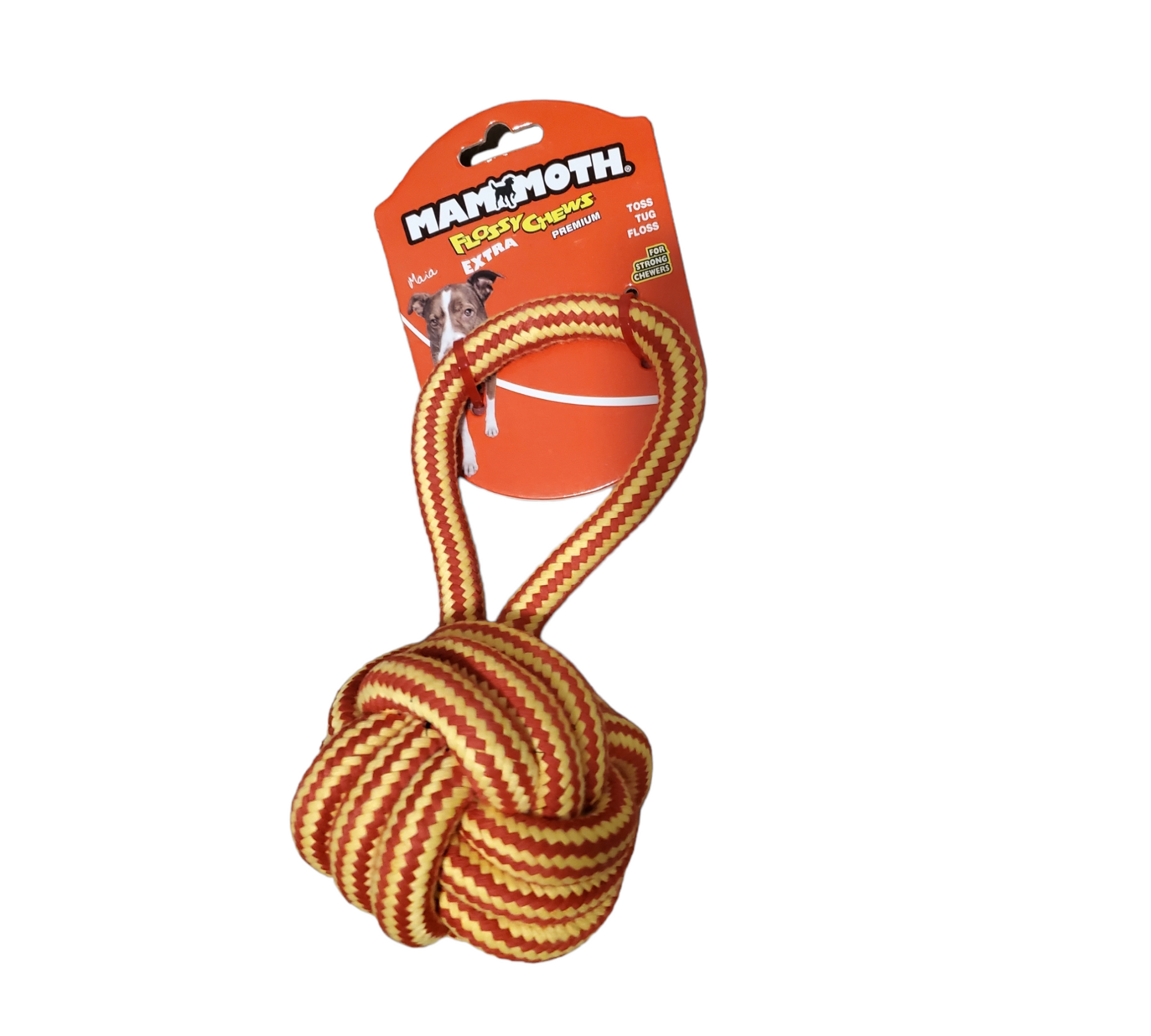 Canine's World Dog Rope & Tug Toys Mammoth Flossy Chews Extra Monkey Fist Ball with Handle, Mammoth