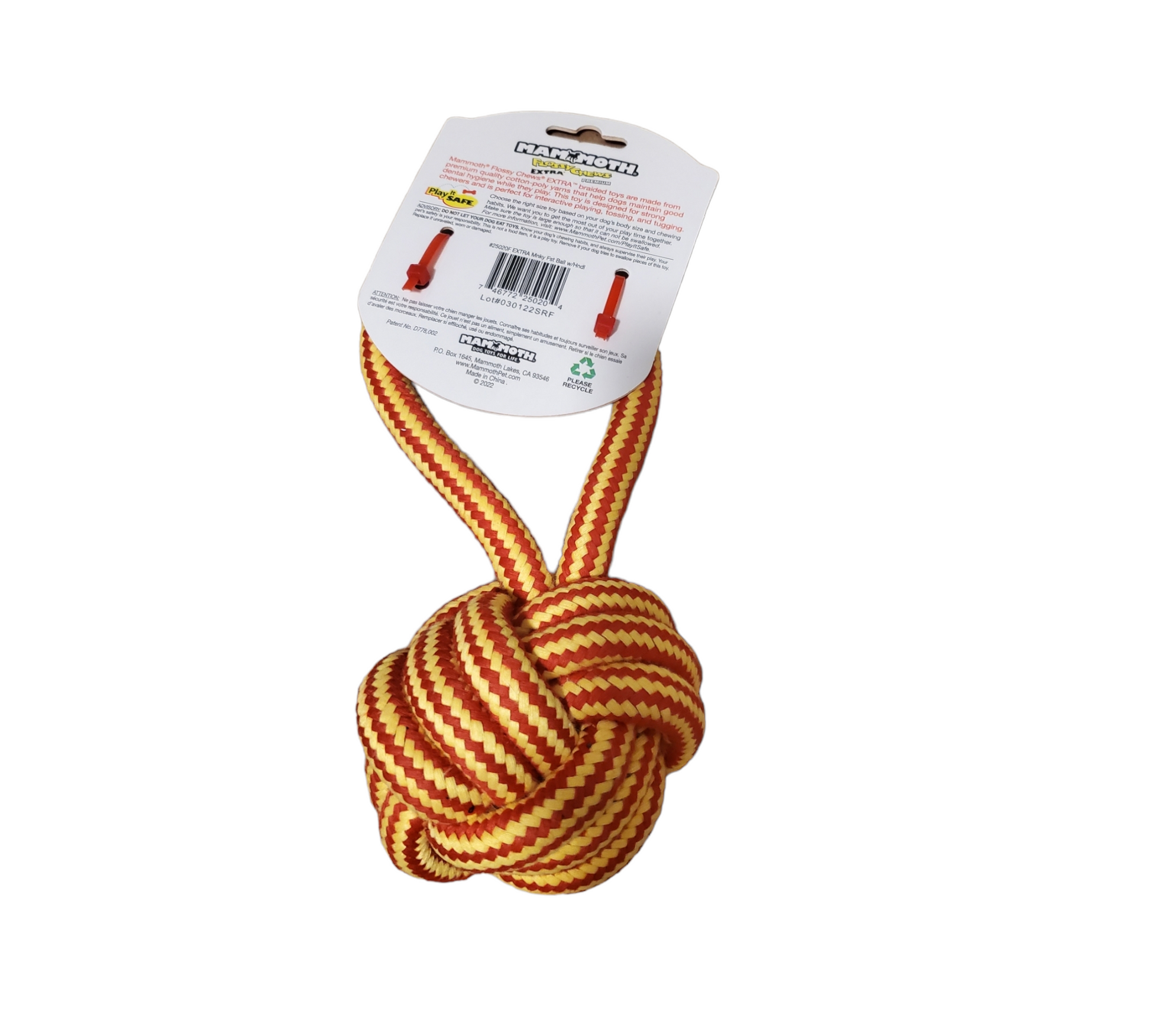 Canine's World Dog Rope & Tug Toys Mammoth Flossy Chews Extra Monkey Fist Ball with Handle, Mammoth